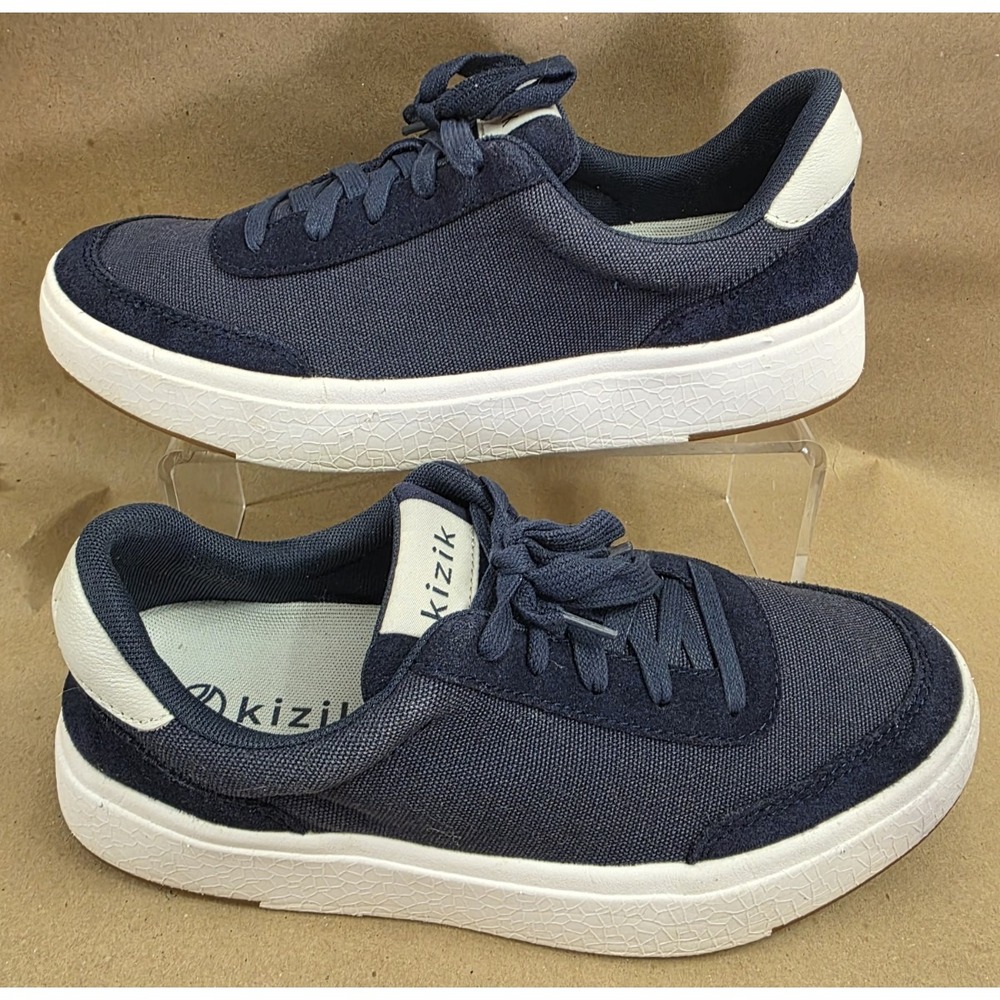 Kizik Prague Blue Canvas Hands Free Sneakers Men's 7 Womens 8.5